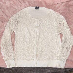 Zunie Cream Knit Button-Up Cardigan